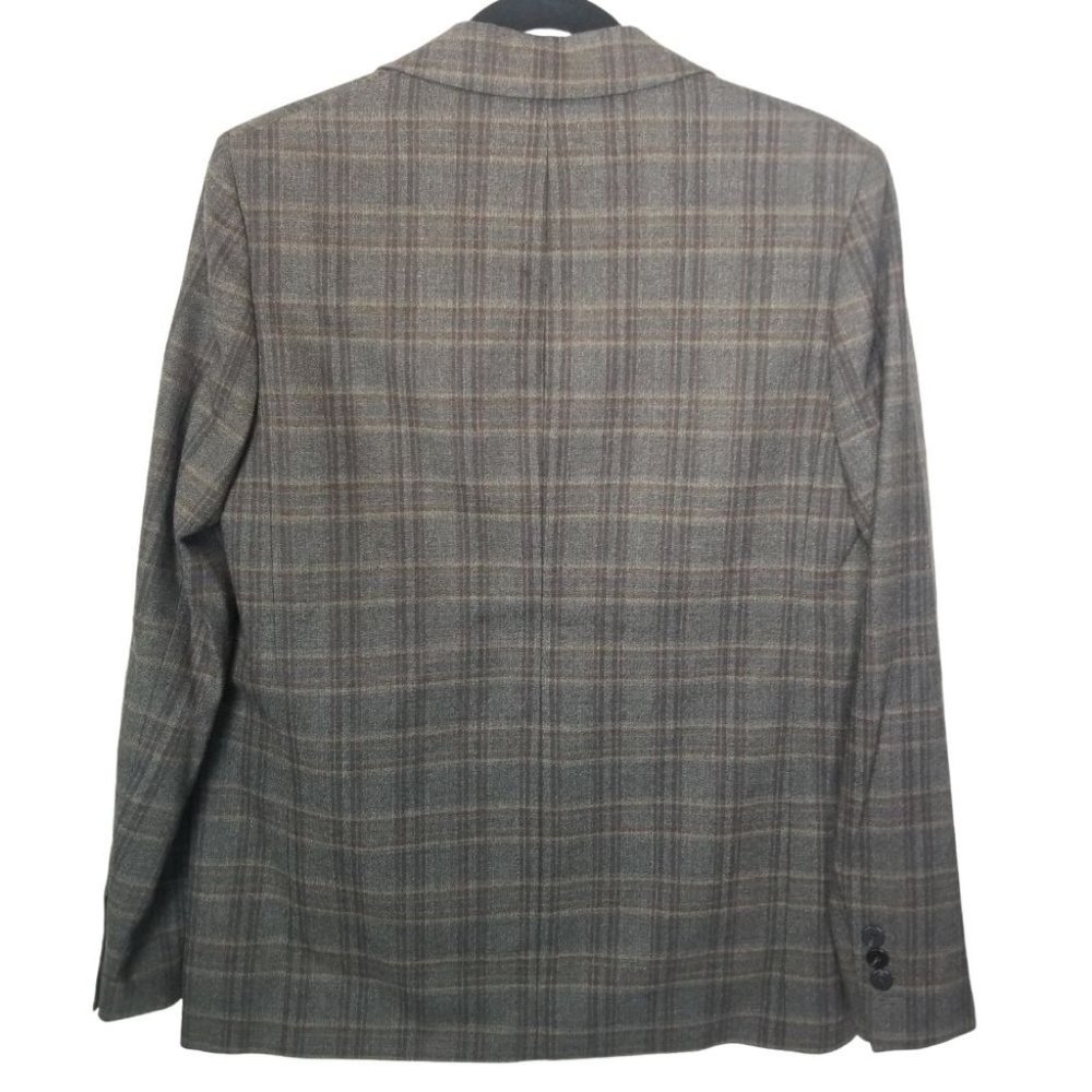 Theory Womens 6 Brown Griffin Plaid Double Breaste - Picture 10 of 11